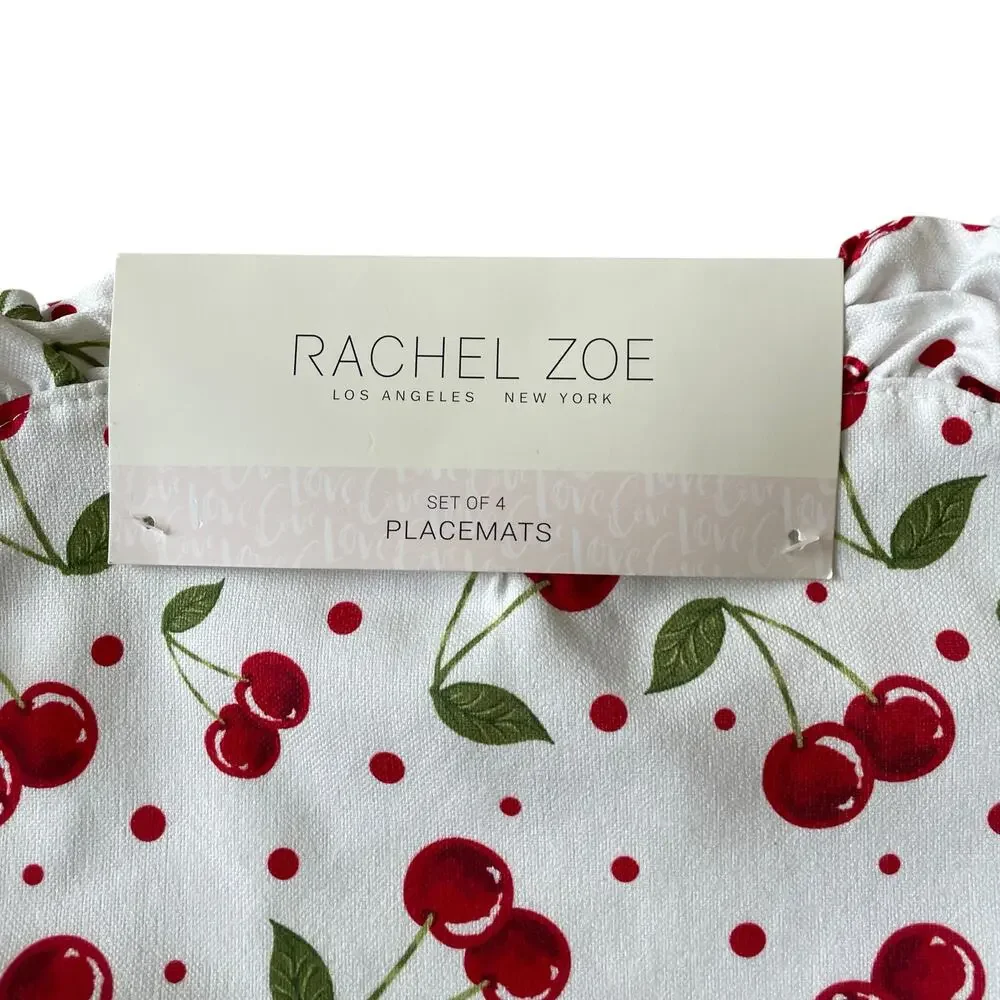 NEW Rachel Zoe VALENTINE’S Heart Shaped Red Cherry 15” Placemats Set of 4